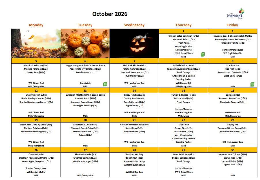 Lunch Calendar