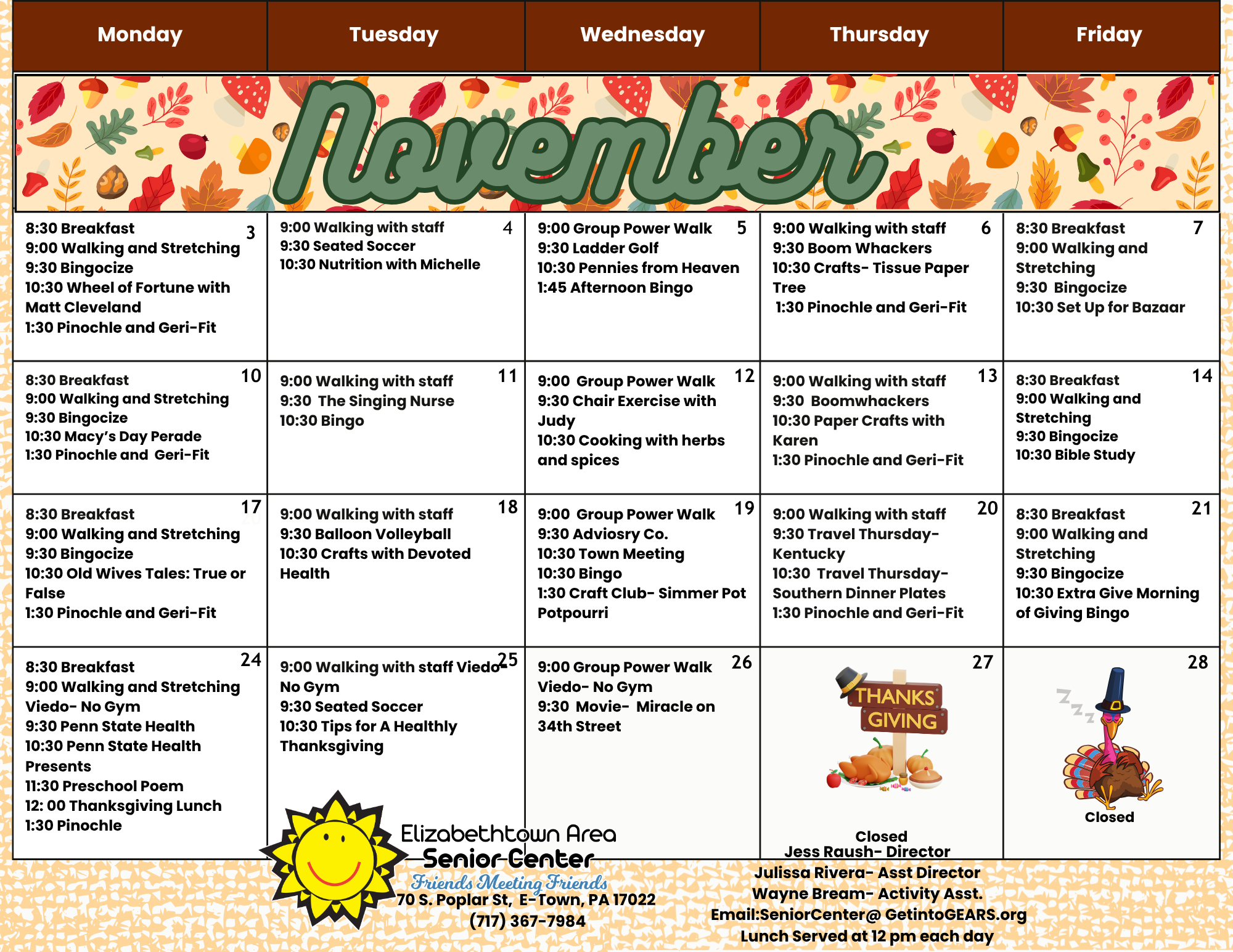 Activities Calendar